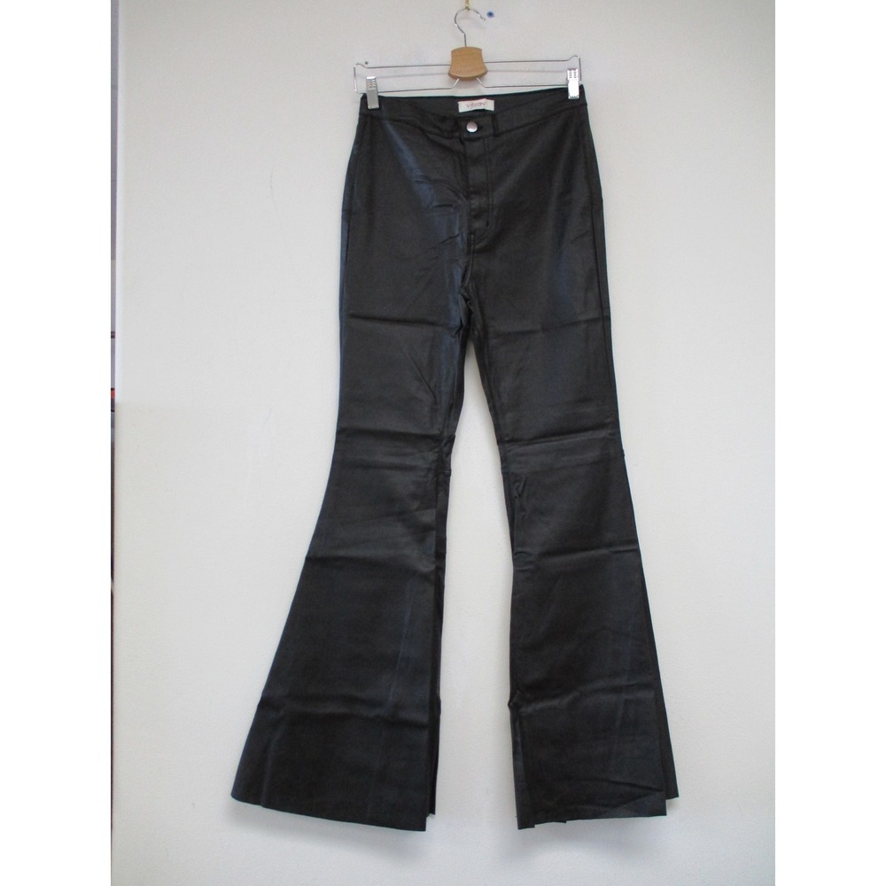 Vibrant M.i.U. Pants Juniors 13 Black Faux Leather Bell Bottom Flare P1794